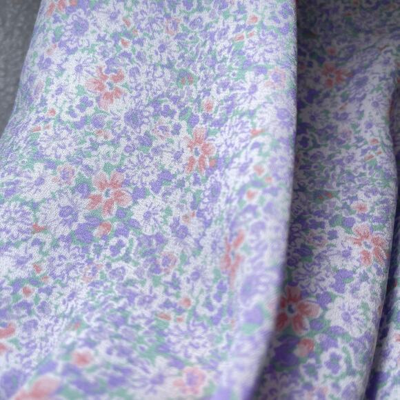 GU Lilac Floral Smocked Waist Long Sleeve Midi Dress M - Picture 4 of 8